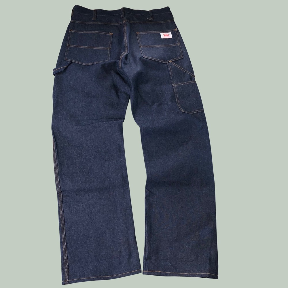 VTG Round House Carpenter Jeans Mens 33x33 USA Made Raw Denim Deadstock Workwear - Picture 5 of 16